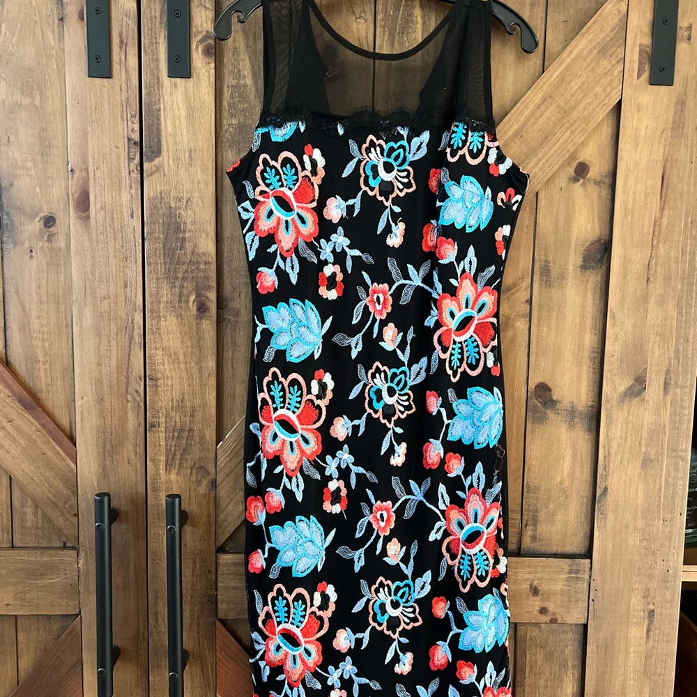 Thalia black embroidered dress